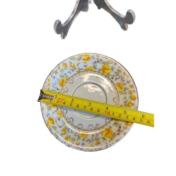 Vintage Inarco Yellow Rose Tea Cup Saucer Gold Trim Japan Footed - Picture 4 of 6